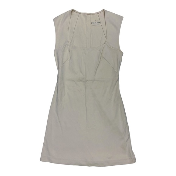 Everlane The ’90s Mini Dress Light Beige Cream Size S Mini Short Square Neck - Picture 2 of 9